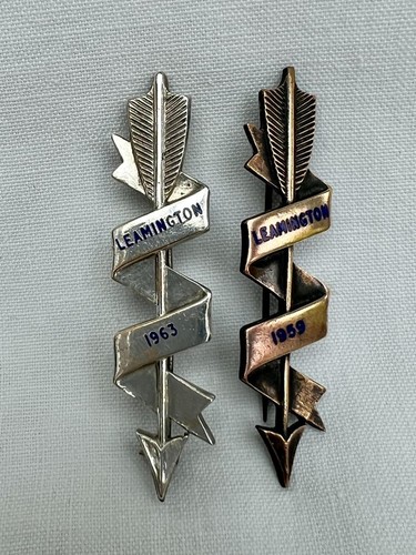 Two Vintage Metal Leamington 1959 & 63 Archery Pin Badges.