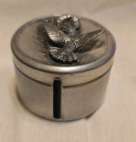 Vintage Metzke Pewter Hummingbird Postage Stamp Roll Dispenser Holder