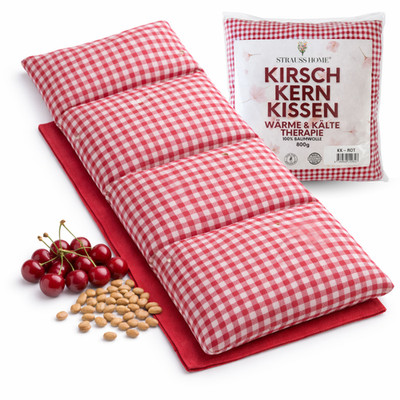 Kirschkernkissen groß   Mikrowellengeeignetes Wärmekissen Vintage Rot  50x20