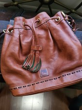 Dooney Bourke Women's Vintage Leather Crossbody Bucket Bag with Drawstring