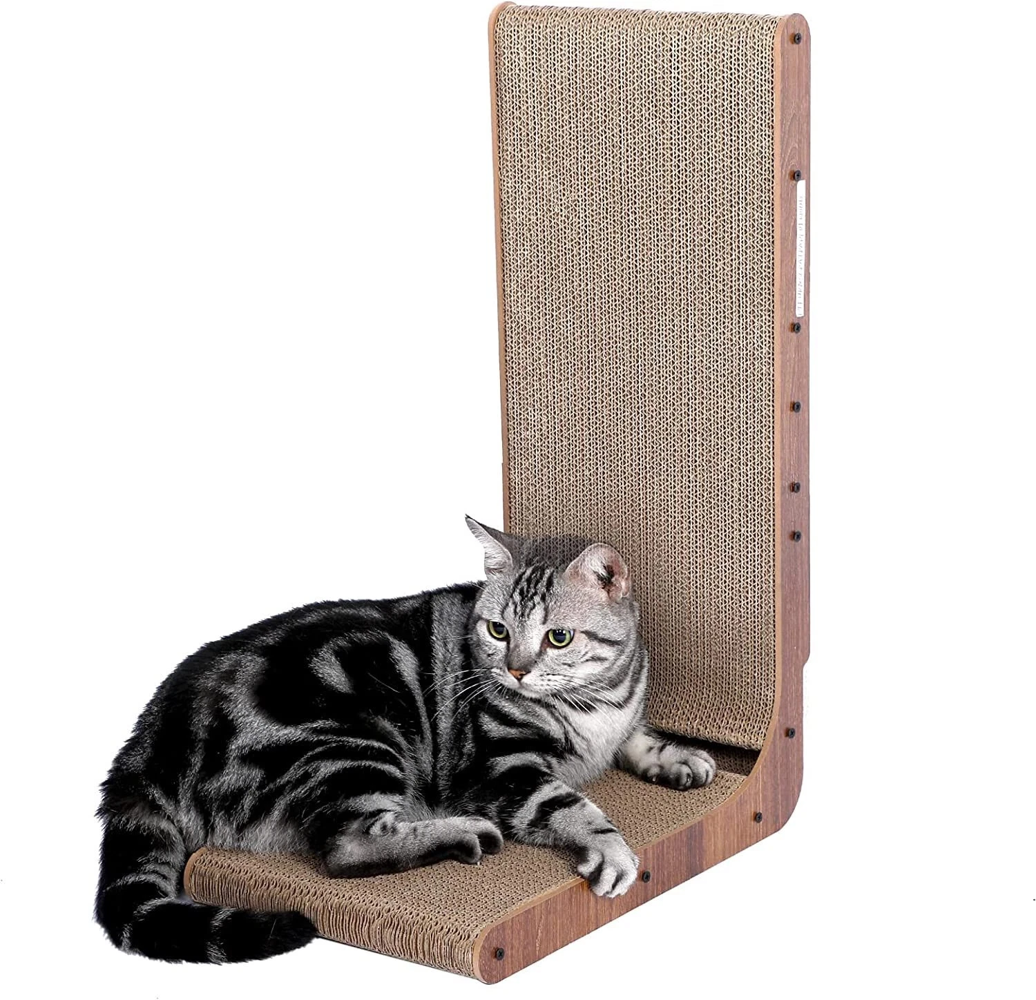 FLUFFYDREAM CAT SCRATCHER CAT TOYS BALL TRACK BUILD-IN BALL L-SHAPED - BROWN