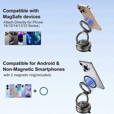 Vacuum Magnetic Car Phone Holder 360 Adjustable with Suction Cup Swivel Lock