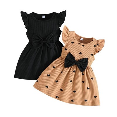 Kleid Baby Mädchen Print Schmetterling Knoten Rüschen ärmellos Sommerkleid süß