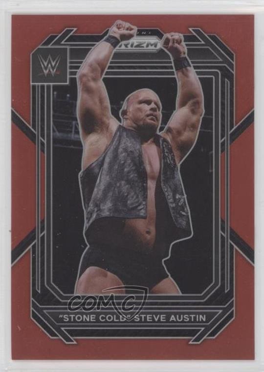 2023 Panini Prizm WWE Red Prizm 6/299 Stone Cold Steve Austin #197 HOF 9e1