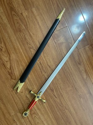 【Openbox】34''Medieval Knight's Freemasonry style Sword s-steel black gold color