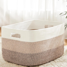 Blanket Basket,Rectangle Woven Baskets for Storage,65L Laundry Basket for Decora