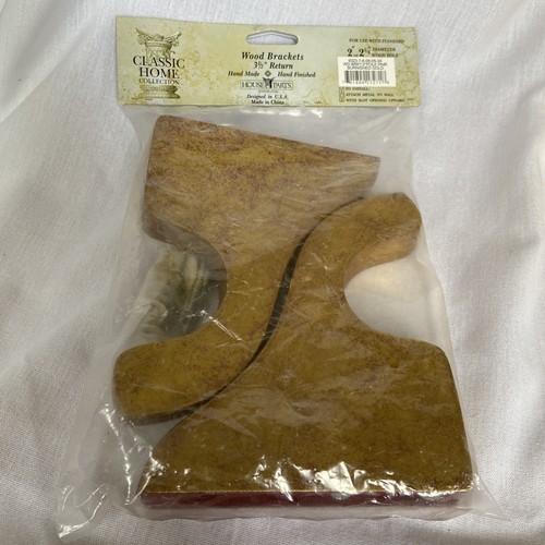 Pair of House Parts Drapery Rod Wood Pole Support Brackets 2" Pole 3.5" Return - 第 2/4 張圖片