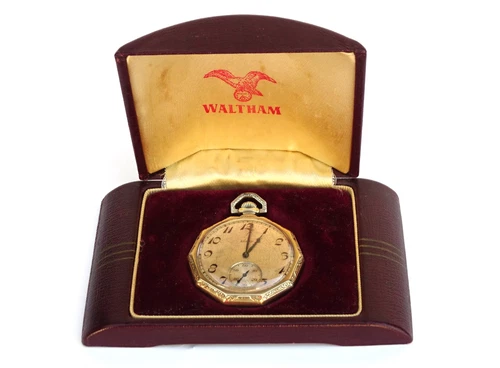 Antique Waltham 15 Jewel Pocket Watch 25 Year Gold Case Wadsworth Pilot As-Is