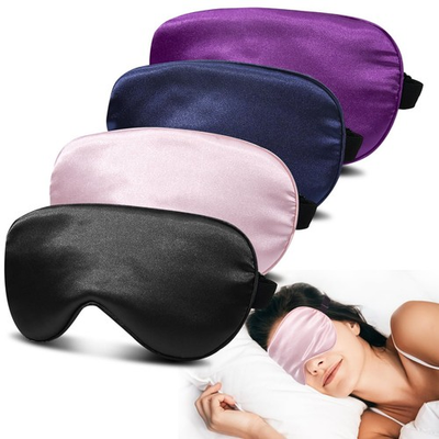 #ad 4 Pack Silk Sleep Mask 100 Blackout Zero Eye Pressure Blindfold with Adju... $17.03