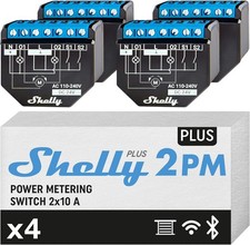 4x Shelly Plus 2PM WLAN 2 Kanäle Smart Relai...