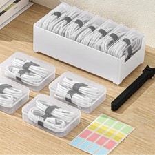 Cable Organizer Storage Box 7 Case Cable Box with Cable Straps and Label