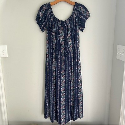 Old Navy Cottagecore Boho Blue Floral Peasant Bohemian Dress Medium