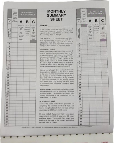 Lot of 4 JJ Keller 8540 (607L) 5-In-1 Driver's Daily Log Book, 2-Ply w/Carbon - Picture 5 of 6