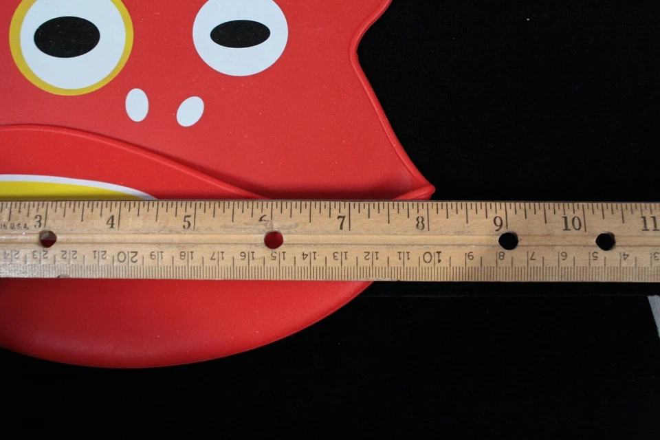 RARE! ULUBULU CHILD SCARY RED SOFT SILICONE MONKEY BIB WITH POCKET NEW  - Image 3 of 3