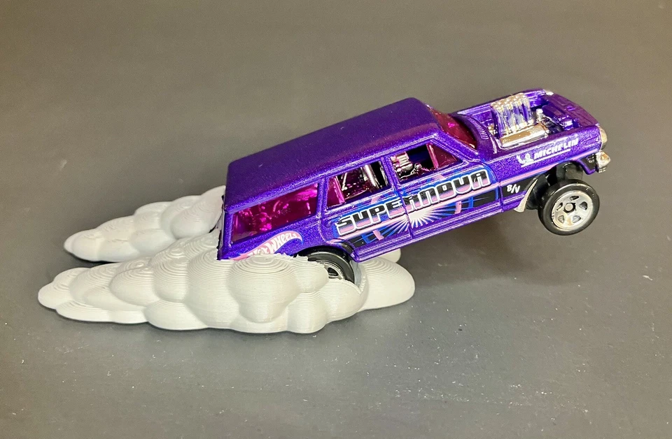 Hot Wheels 64 Chevy Nova Wagon Burnout Wheelie Estatua Gris, No Incluye Coche Foto 4 de 4