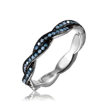 Sterling Silver Ladies Rope Band Eternity Ring w/ Turquoise Stone