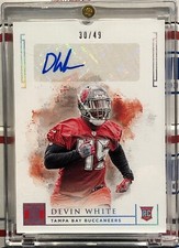 2019 PANINI IMPECCABLE DEVIN WHITE ROOKIE, #165, AUTO, SILVER SERIAL #30/49