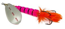 Extreme Fishing Exact Giga 1oz FluoPink/S Spinner Musky, Trout, Salmon