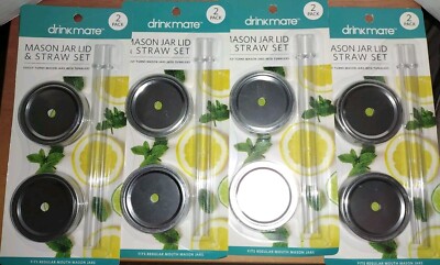 Drink Mate Mason Jar Lid & Straw Set 