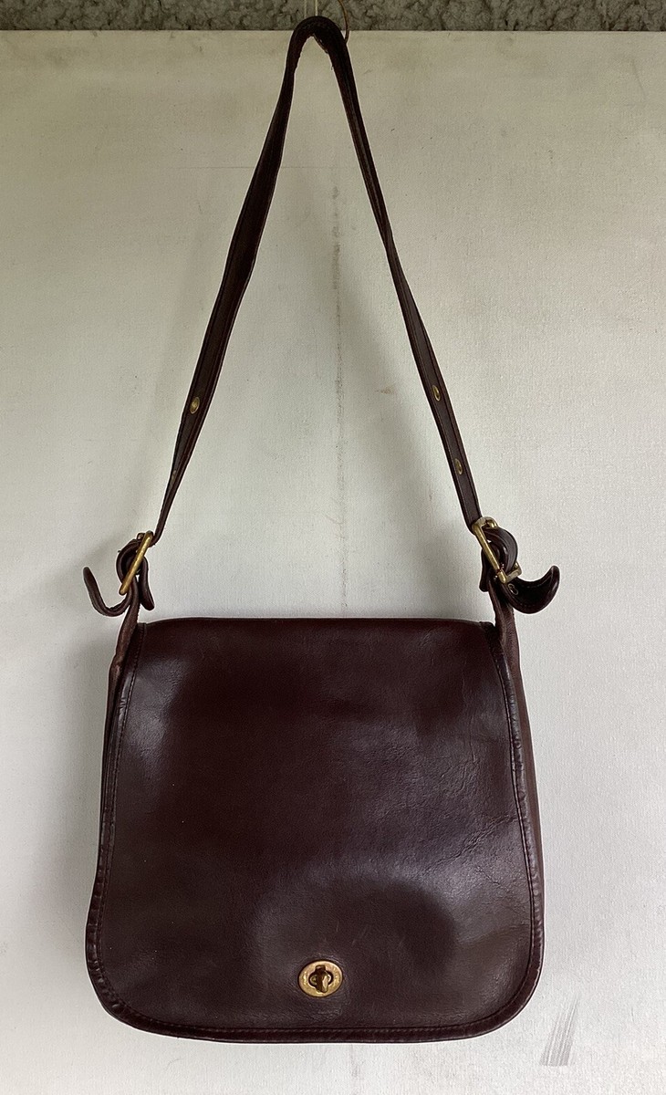 Vintage COACH Dark Brown Leather Stewardess Bag NYC | eBay