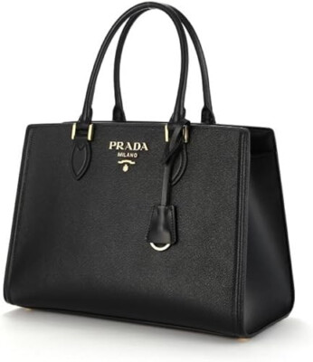 PRADA Black Saffiano Lux Leather Large Satchel Handbag PRADA Black Saffiano Lux Leather Large Satchel Handbag