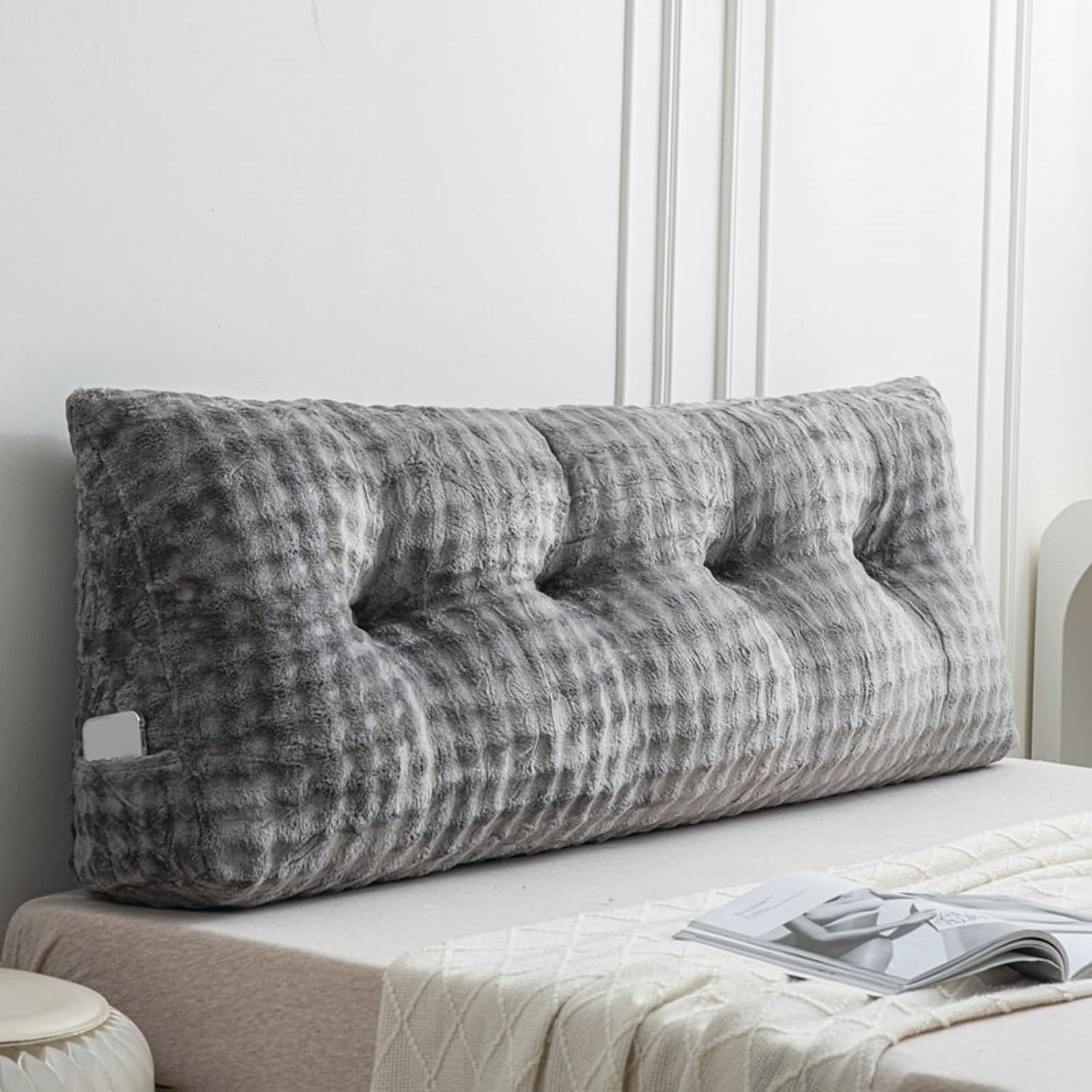 Triangular Wedge Pillow for Bed Reading Backrest and Headboard Support