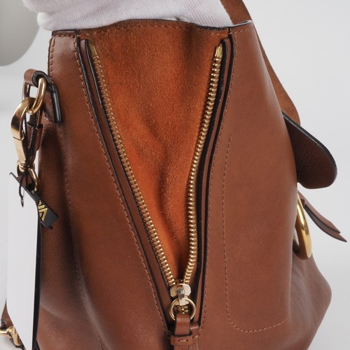 CHLOÉ Faye Gamuza Coñac Mochila Gamuza Lujo Diseñador Mochila OP: 880 € - Imagen 20 de 24