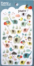 Funny Sticker World Pawoo Elephant Epoxy Sticker Sheet KAWAII 