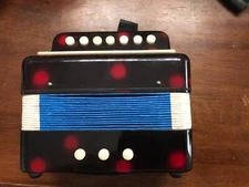 Vintage ACCORDION BLACK  Childs Size Mini Accordian Little