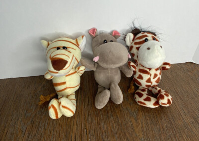 Jungle Safari Stuffed Zoo Animals Plush Lion Hippo Giraffe Plush Lot Of 3