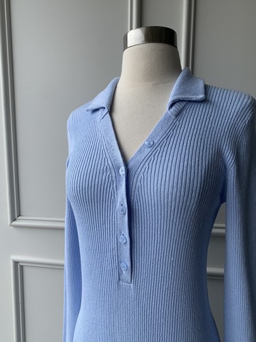 COUNTRY ROAD button fly front midi dress pale blue | SIZE: S,M,L,XL,10,12,14,16 - Picture 2 of 11
