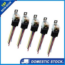 Universal DC 12V 80A SPDT Relay 5 Pin 5 Wires w/ Harness Socket Plug Pack of 5
