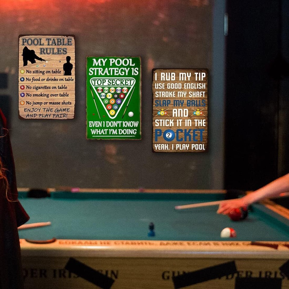 Billiard Room Wall Decor Pool Hall Tin Sign Billiards Metal Signs