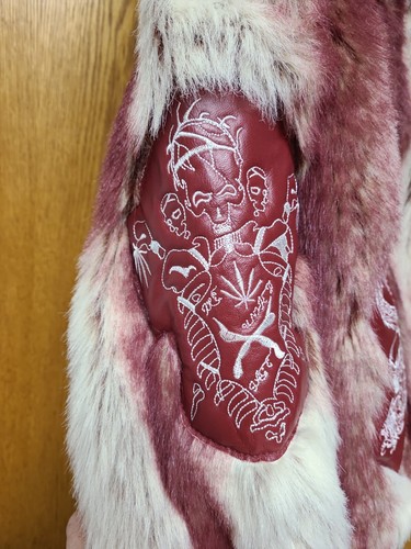 1 x seltene weinrote United Face Echtleder Kunstfell Jacke - Bild 7 von 13