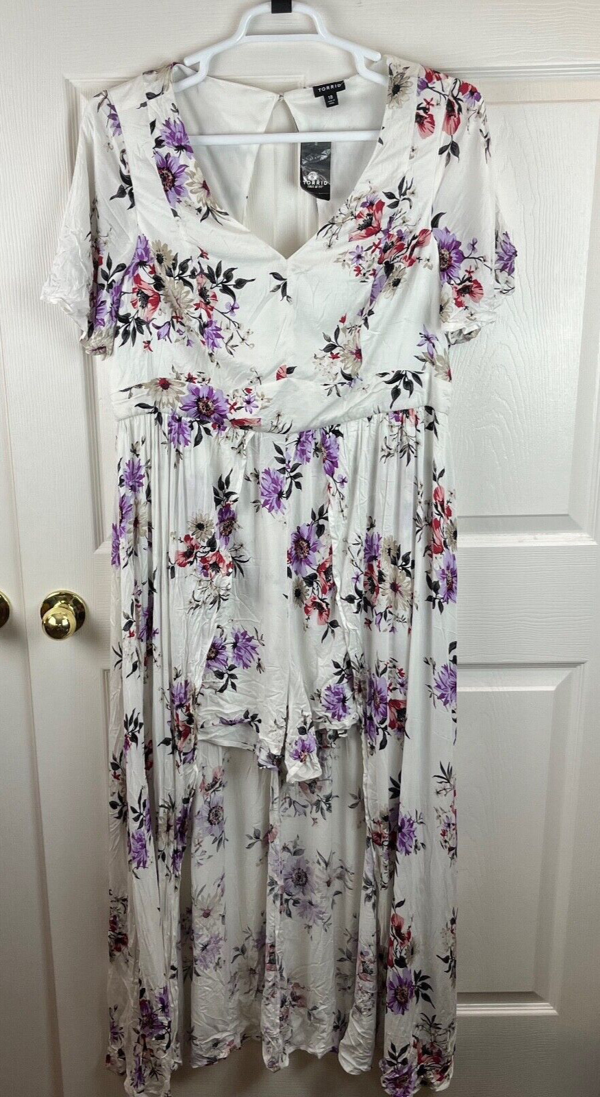 New NWT Women's Torrid Maxi Challis Walk Through Floral Dress White Size 18