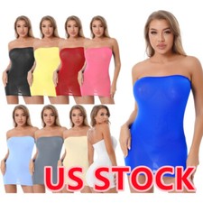 Freebily Women's Sheer Mesh See Through Tube Dress Nightclub Bodycon Dresses