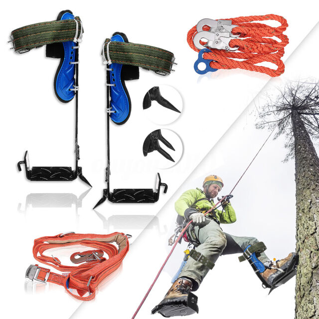 Tree/Pole Climbing Spike Set Safety Belt Straps Adjustable Lanyard Carabiner Tree/Pole Climbing Spike Set Safety Belt Straps Adjustable Lanyard Carabiner