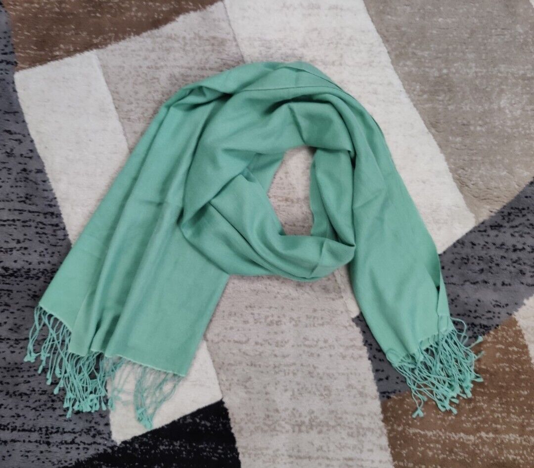 Pashmina Boutique Large Green Cashmere Silk Wrap … - image 1