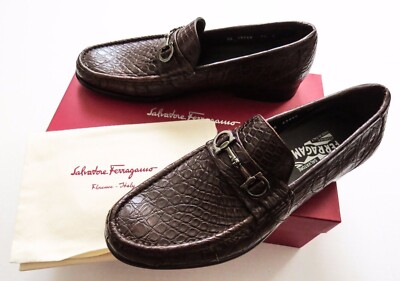 SALVATORE FERRAGAMO Crocodile Alligator Leather Shoes 8.5 US
