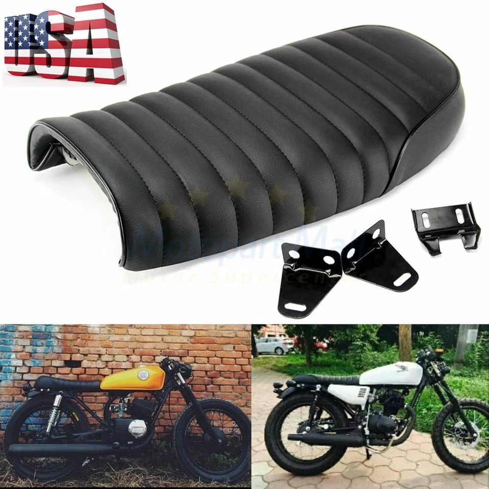 Flat Brat &Hump Saddle Cafe Racer Vintage Seat Cushion For Honda CB Yamaha XJ GN - Image 2 of 4