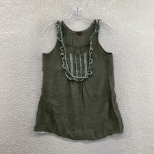 Y2K Vintage Top Medium Green Ruffle Sleeveless Bohemian Boho Fairy Grunge
