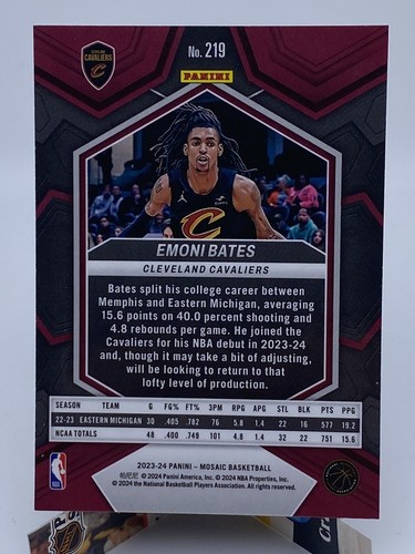 2023-24 Mosaic Emoni Bates RC Rookie Cleveland Cavaliers #219 - Imagen 2 de 2
