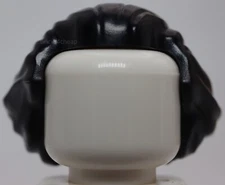Lego Black Minifig Hair Swept Back Widow's Peak Chin Length Bushy in Back
