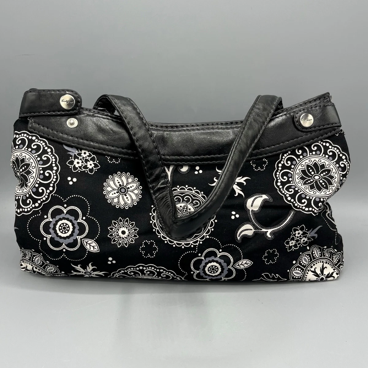 Thirty One Handbag Black White Paisley Floral Design Purse 12