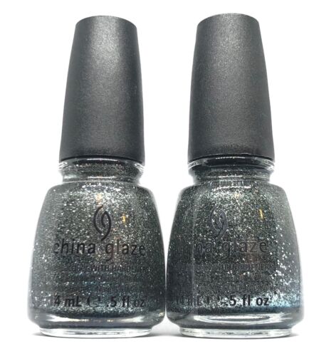 China Glaze Nail Polish Tinsel Town 1022 Silver Gray Navy Blue Glitter Lacquer - Picture 1 of 3