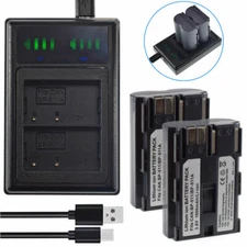 2x BP-511 Battery+LCD Dual Charger for Canon BP511A BP-508 BP-512A BP-522 BP-535