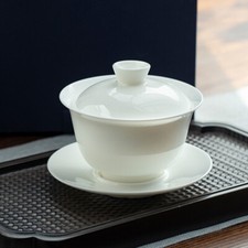 Jingdezhen Coperchio Porcellana Bianca Ciotola Set da Tè Fatto a Mano Ceramica Coperchio Ciotola