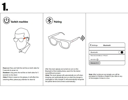 Smart Glasses,Remote Camera & Bluetooth Sunglasses Open Ear Speaker Headphone - Picture 19 of 21
