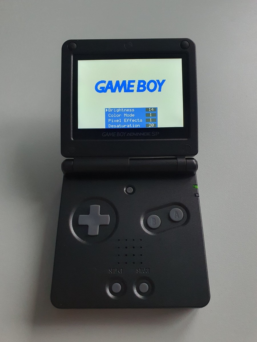 GameBoy Advance SP Konsole Schwarz Black AGS-101 Neues Gehäuse & IPS V5 Display