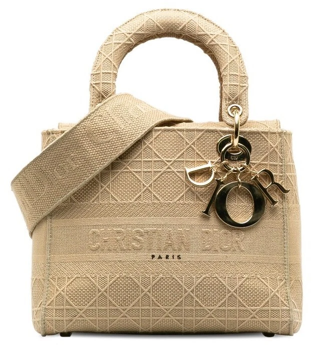 Sac à main/sac à bandoulière Dior Lady D Lite 2 voies toile beige